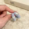 Pendientes de lazo de felpa para otoño e invierno, únicos, cuadrados, redondos, con forma de cara, pequeños, con hebilla para la oreja, a la moda, dulces y personalizados.