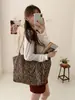 Bolsa de Ombro Dupla Face Estilo Coreano Estampa de Leopardo para Estudantes Bolsa Escolar Bolsa de Lona Lazy Sail Grande Capacidade Bolsa de Compras Bolsa para o Dia a Dia