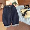 Calça jeans infantil Prellis Edge, estilo coreano, primavera e outono, nova chegada, 2025, para meninos e meninas, calça solta