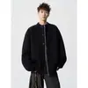 Suéter cardigan masculino xadrez patchwork falso duas peças, inverno, caimento solto, peça externa de tricô casual