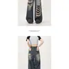 Jeans rotos de diseño retro de alta costura de nicho estilo americano para hombre, pantalones de otoño de cintura alta, holgados, estilo callejero, largos hasta el suelo