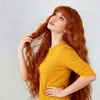 Pelucas de Estilo Europeo y Americano para Mujer, Cabello Largo Rizado Naranja Transfronterizo, Peluca de Onda de Agua Realista y Voluminosa Set