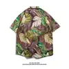 Camisa de Praia Havaiana Masculina Manga Curta Verão Sanya Férias na Beira-Mar Roupa Masculina Estilo Retro Tailandês Hong Kong Camisa Floral