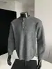 Estilo old money, retro, de alta gama, cuello Henley, sudadera de manga larga, primavera/otoño, relajado, casual, top de punto versátil