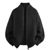 Otoño Invierno 2026 Nuevo Suéter Cardigan de Punto para Hombre con Cuello Alto Estilo Holgado Doble Cremallera Chaqueta Cardigan Casual Juvenil Ropa de Abrigo