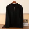Comercio Exterior 100% Lana Australiana para Hombre POLO Cuello Medio Cremallera Otoño/Invierno Nuevo Estilo Suéter Cálido de Punto Casual