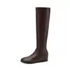 2026 Nuevas Botas de Media Caña con Tacón de Cuña y Punta Redonda para Mujer, Temperamento Francés, Para el Trabajo, Botas Color Nude, Minimalistas Europeas y Americanas, Botas de Media Caña Color Nude