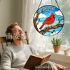 Colgante de Cristal de Pájaro Rojo sobre Rama Adorno Colgante de Cristal para Decoración de Ventana del Hogar Jardín Atrapasoles