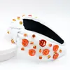 Diadema de Tela Nueva Europea y Americana para Halloween con Pedrería Combinada con Accesorios de Acrílico de Calabaza Nudo Moda Accesorio para el Cabello de Ala Ancha