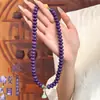 Pulsera de Raíz de Bodhi Natural Doble Círculo Qi Dong Lai Morada para Mujeres, Pulsera de Cuentas de Oración Budista Manual Estilo Chino