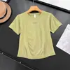 Ropa de Yoga de Verano Manga Corta Elástica Ajuste Delgado Transpirable Top Deportivo Camiseta Casual para Correr y Entrenamiento 12696