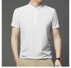 Nova Camiseta Polo Masculina de Manga Curta em Seda Gelo Camiseta Masculina Top Casual de Alta Qualidade Gola Guofeng Roupas Lote