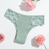 Nuevas Bragas de Algodón Puro para Mujer Color Sólido Cintura Baja Encaje Transpirable Doble Capa Ropa Interior para Niñas Suministro Directo de Fábrica