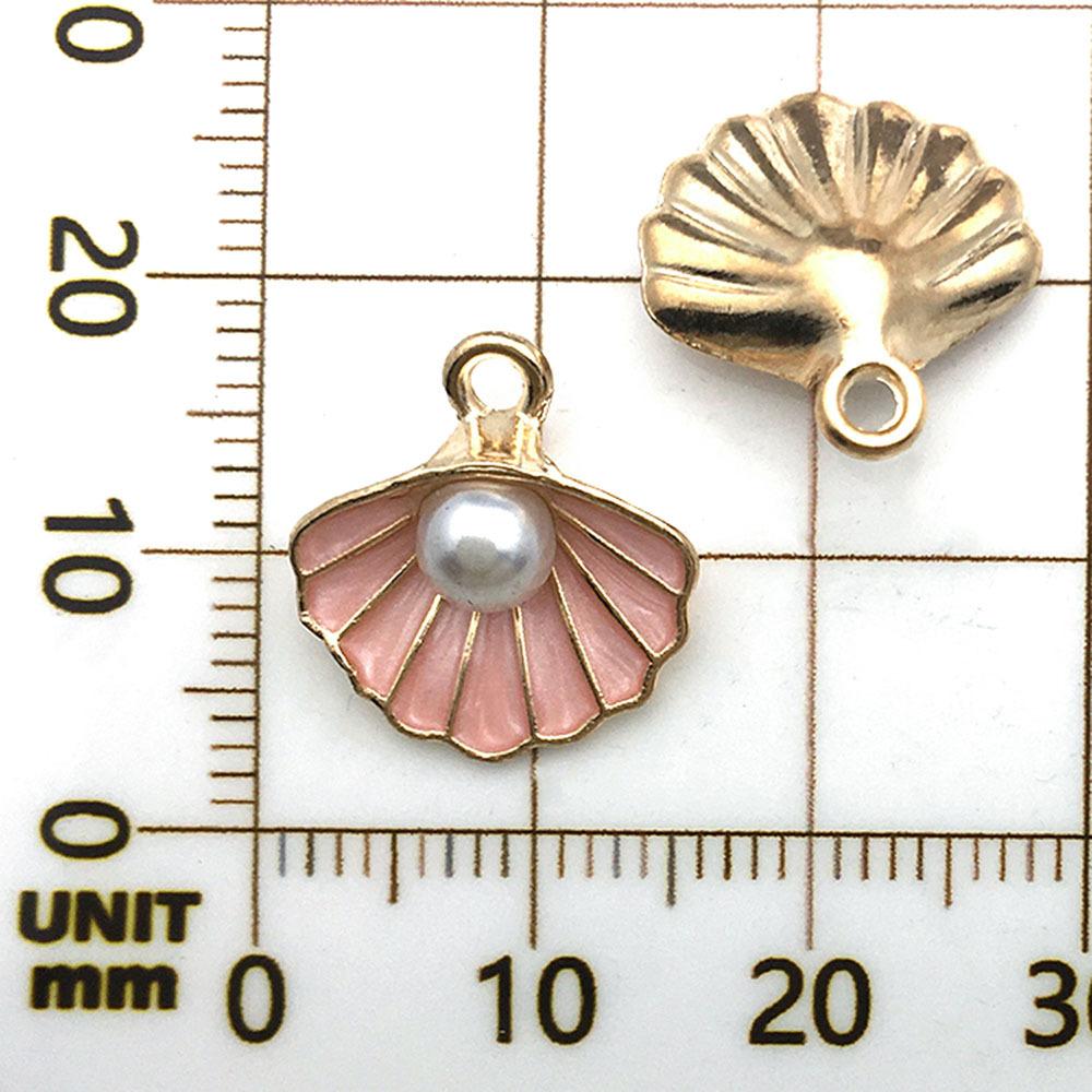 15776-J-粉色滴油锌合金海洋贝壳14x15-0.8g.