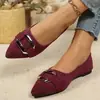 Zapatos planos de hebilla cuadrada de gran tamaño transfronterizos para mujer, zapatos de trabajo cómodos de metal con suela blanda, zapatos de oficina para mujer