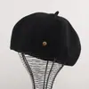 Boina grossa de lã para outono e inverno com bom caimento que faz o rosto parecer menor, chapéu de abóbora para meninas, chapéu artístico retro japonês de pintor