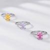 Anillo de circonio color huevo de paloma geométrico simple nuevo europeo y americano para mujer S925 anillo de dedo de circonio color rosa con corte milenario de plata al por mayor