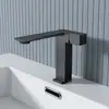 Torneira Minimalista de Cobre para Lavatório Quente e Frio, Torneira para Lavatório de Embutir na Cor Cinza Chumbo para Uso Doméstico