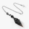 Comércio Exterior Novos Produtos Prata Antiga Cristal Colorido Pêndulo Pedra Semi-preciosa Pedra Colorida Resina Pêndulo Hexágono Cone Pingente