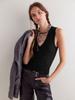 Chaleco de Amazon transfronterizo europeo y americano para mujer, informal, suave, de verano, con cuello en V, sin mangas, 2025, ropa negra