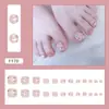 Brillo fino suave halo rosa moda dulce estilo ins parche para uñas de los pies removible 24 piezas