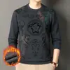 Sudadera Gruesa con Estampado Floral para Hombre con Forro Polar, Nueva Camiseta de Manga Larga de Moda Casual Estampada para Hombres Jóvenes y de Edad Media