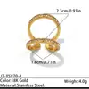 Anillo de Acero de Titanio de Lujo Ligero Estilo Europeo y Americano con Diamantes, Diseño Oval Geométrico, Anillo Apilable de Gama Alta, Joyería de Acero Inoxidable Chapada en Oro