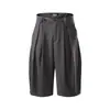Pantalones Plisados de Pierna Recta, Doble Botón, Estilo Americano Retro, Holgados, Modernos, Geniales, Silueta Cropped para Hombre