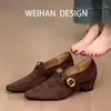 ¡Estilo Vintage! Zapatos de salón retro de terciopelo para mujer con diseño de camelia, estilo Mary Jane, tacones de cuña elegantes para el trabajo con hebilla metálica