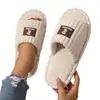 Novedad de Invierno para el Hogar Zapatillas de Felpa Versátiles para Parejas Calientes de Terciopelo Plus Zapatillas Abiertas de Dedo de Moda Cómodas para el Suelo