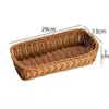 Bandeja pequeña de fruta de imitación ratán, cesta de almacenamiento tejida, cesta de aperitivos para restaurante, cesta para papas fritas, cesta de almacenamiento de escritorio, venta al por mayor