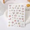 Manicure rosa Manicure japonesa de fogos de artifício deslumbrantes Adesivos série bronzeamento leve de concha Flor de prata Adesivos de unha de fogo