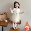 Vestido Saia de Gaze Pelúcia Estrela Orelha Estilo Coreano para Meninas 2026 Nova Moda Infantil Saia Grossa para Menininha