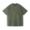 Camiseta de Algodón Lavada y Desgastada de Marca Americana de Moda Personalizada 230g Cuello Redondo Pulóver Manga Corta Top Holgado Camiseta Juvenil