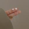 Plata de Ley 925 Cubo de Rubik Línea Larga para la Oreja Aretes con Borla de Moda Novedad Otoño e Invierno 2022 para Mujer