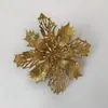 15cm Flor de Natal Artificial Recortada Decoração de Árvore de Natal Folha de Bordo Lantejoula Acessórios Flor de Plástico Flor com Lantejoula Pó Dourado