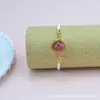 Pulsera de Flores Secas, Flor Eterna, Gipsófila, Narciso, Pulsera con Marco de Aleación Dorada, Pulsera Tejida a Mano con Flores Reales