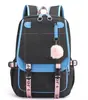 Mochila moderna em duas cores com pingente de pompom fofo, fivela de tira, mochila escolar em estilo feminino, grande capacidade e mochila durável