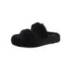 Pantuflas peludas de suela gruesa con doble tira para mujer, nuevas de otoño e invierno 2026, pantuflas de algodón peludas con forro de felpa y una sola tira