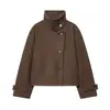Amazon Europeo y Americano Transfronterizo 2026 Otoño Moda Nuevo Producto Cuello Alto Moderno Elegante Gabardina Chaqueta