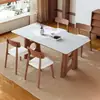Mesa de Comedor Rectangular Nordic Home Color Nogal Estilo Retro Piedra Sinterizada Madera Maciza para Apartamento Pequeño Juego de Mesa y Sillas Modelo Nuevo