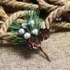Decoración de árbol de Navidad colgante simulación planta Baya rama de bayas de Navidad accesorios aguja de pino de Navidad simulación de aguja de pino