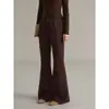 [Estilo Práctico con Forro de Felpa] Pantalones de Imitación de Visón de Terciopelo de Lana Goming Acampanados, Nuevos Pantalones Casuales de Cintura Alta de Invierno N0048D