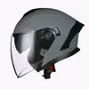 Jrte715 Casco Medio Doble Espejo Motocicleta Casco de Motocicleta Ciclismo Masculino y Femenino Pareja Punto Transfronterizo Pista de Carreras Todoterreno