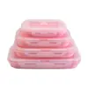 Venta Directa de Fábrica Fiambrera de Silicona Plegable Grado Alimenticio Microondas Fiambrera Caja de Almacenamiento Fiambrera Crujiente