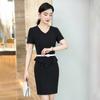 Primavera e verão Moda coreana temperamento falso vestido de duas peças roupa profissional feminina vestido decote V roupas de trabalho para salão de beleza
