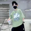 Ropa de Verano para Niños, Camiseta de Manga Corta para Niños, Tops Lisos de Algodón con Cuello Redondo para Niños, Estilo Coreano, Atractivo, Estudiante, Casual, Manga Corta, Ropa de Verano