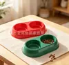 Tigela para pet com tema de Natal, tigela de comida anti-derramamento para cães e gatos, esquema de cores vermelho e verde, utensílio festivo para alimentação de pets