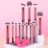 Kit de Pincéis de Maquiagem Multicor de Cabo Longo com 8 Peças Transfronteiriço, Incluindo Pincel para Pó, Pincel para Blush, Pincel para Lábios e Pincel Profissional para Sombreamento do Nariz para Fixação da Maquiagem