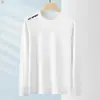 Esencial de OtoñoCamisa Básica Versátil de Color Sólido para Hombre, Holgada, Cuello Redondo, Camiseta de Manga Larga de Otoño, Top de Marca Casual de Moda